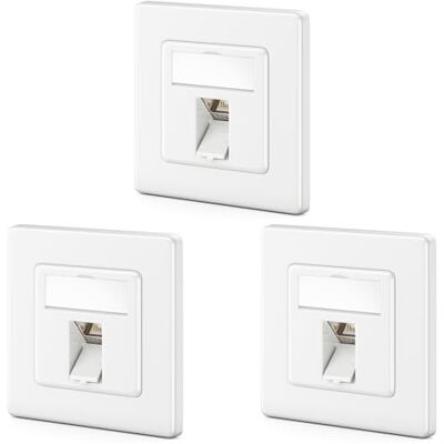 deleyCON 3x Presa di Rete CAT8 da Incasso con RJ45 Keystone 40 Gbps, STP Schermata Presa Dati per Cavo Patch, Cavi di Rete, Cavi Ethernet da Installazione, Gigabit LAN Bianco deleyCON 3x Presa di Rete CAT8 da Incasso con RJ45 Keystone 40 Gbps, STP Schermata Presa Dati per Cavo Patch, Cavi di Rete, Cavi Ethernet da Installazione, Gigabit LAN Bianco