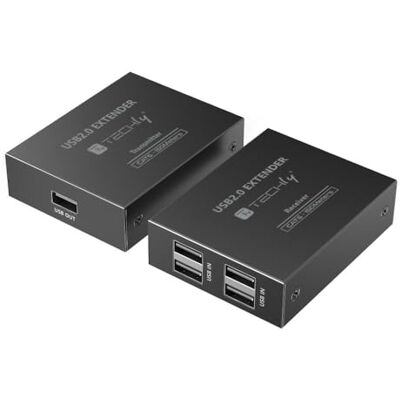 Techly 365580 Extender USB 2.0 High-Speed 4 Porte su Cavo Cat.6 150m Nero Techly 365580 Extender USB 2.0 High-Speed 4 Porte su Cavo Cat.6 150m Nero