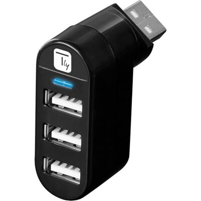 Techly 361773 Mini Hub Rotante con 3 Porte USB 2.0 Nero Nero Techly 361773 Mini Hub Rotante con 3 Porte USB 2.0 Nero Nero