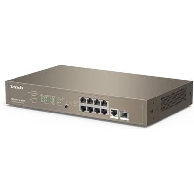 Tenda Switch PoE 10 porte Managed L3, Switch Ethernet Gigabit con 8 porte PoE+ e 1 porta SFP (130 W, VLAN, QoS, IGMP-Snooping, desktop o montaggio a parete) (TEG5310P-8-150W) Tenda Switch PoE 10 porte Managed L3, Switch Ethernet Gigabit con 8 porte PoE+ e 1 porta SFP (130 W, VLAN, QoS, IGMP-Snooping, desktop o montaggio a parete) (TEG5310P-8-150W)