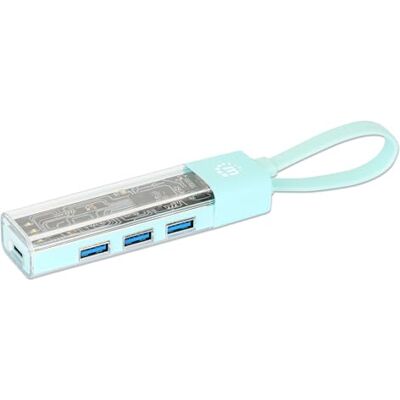 Manhattan 181020 Hub Combo USB 3.2 USB-C™ e USB-A 4 Porte Verde Trasparente Verde Marino Manhattan 181020 Hub Combo USB 3.2 USB-C™ e USB-A 4 Porte Verde Trasparente Verde Marino