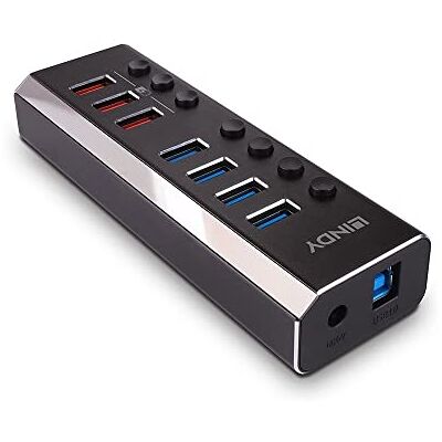 Lindy Hub USB 3.0 a 4 porte con 3 porte di ricarica rapida Lindy Hub USB 3.0 a 4 porte con 3 porte di ricarica rapida