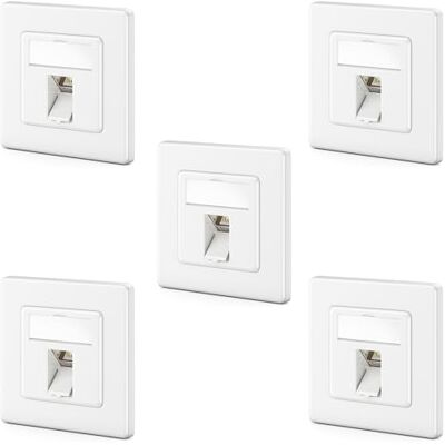 deleyCON 5x Presa di Rete CAT8 da Incasso con RJ45 Keystone 40 Gbps, STP Schermata Presa Dati per Cavo Patch, Cavi di Rete, Cavi Ethernet da Installazione, Gigabit LAN Bianco deleyCON 5x Presa di Rete CAT8 da Incasso con RJ45 Keystone 40 Gbps, STP Schermata Presa Dati per Cavo Patch, Cavi di Rete, Cavi Ethernet da Installazione, Gigabit LAN Bianco