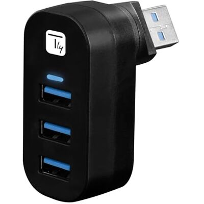 Techly 361766 Mini Hub Rotante con 3 Porte USB 3.2 Nero Nero Techly 361766 Mini Hub Rotante con 3 Porte USB 3.2 Nero Nero