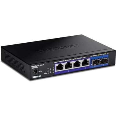 TRENDnet , TEG-S562, Switch multi-gig non gestito a 6 porte, 4 porte 2,5GBASE-T, 2 porte SFP+ 10G senza ventola, design desktop compatto, alloggiamento in metallo, switch Ethernet di rete, nero TRENDnet , TEG-S562, Switch multi-gig non gestito a 6 porte, 4 porte 2,5GBASE-T, 2 porte SFP+ 10G senza ventola, design desktop compatto, alloggiamento in metallo, switch Ethernet di rete, nero