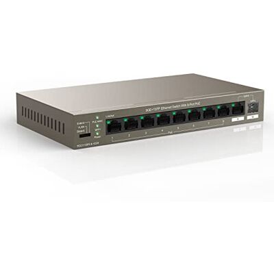 Tenda Switch PoE a 10 porte Gigabit Ethernet LAN con 8 porte PoE+, 1 porta uplink e 1 porta SFP (92 W, VLAN, portata fino a 250 m, switch di rete IEEE-802.3af/at, Plug and Play) (TEG1110PF-8-102W) Tenda Switch PoE a 10 porte Gigabit Ethernet LAN con 8 porte PoE+, 1 porta uplink e 1 porta SFP (92 W, VLAN, portata fino a 250 m, switch di rete IEEE-802.3af/at, Plug and Play) (TEG1110PF-8-102W)