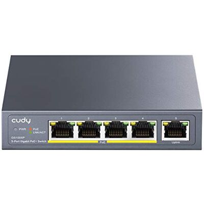 Cudy GS1005P Switch Ethernet Gigabit 5 Porte Poe+ 60W, 4 Porte 10/100/1000Mbps Poe+, Switch Unmanaged, No Alimentazione Aggiuntiva, 802.3af/at Cudy GS1005P Switch Ethernet Gigabit 5 Porte Poe+ 60W, 4 Porte 10/100/1000Mbps Poe+, Switch Unmanaged, No Alimentazione Aggiuntiva, 802.3af/at