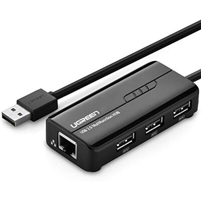 UGREEN Hub USB 2.0 a 3 porte con rj45 Lan Fast Ethernet, convertitore di rete 100 Mbps per Windows 10/8.1/8/7/Vista/XP,Mac OS 10,6 fino a 10.11 El Capitan,Linux e Chrome OS nero UGREEN Hub USB 2.0 a 3 porte con rj45 Lan Fast Ethernet, convertitore di rete 100 Mbps per Windows 10/8.1/8/7/Vista/XP,Mac OS 10,6 fino a 10.11 El Capitan,Linux e Chrome OS nero
