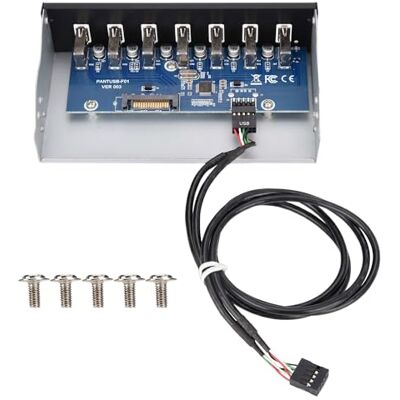 Bewinner Pannello frontale USB, 5.25 Pannello scatola hub USB anteriore interno 7 porte USB 2.0 Trasmissione dati senza perdita Pannello unità hub USB per computer da 5,25 pollici Bewinner Pannello frontale USB, 5.25 Pannello scatola hub USB anteriore interno 7 porte USB 2.0 Trasmissione dati senza perdita Pannello unità hub USB per computer da 5,25 pollici