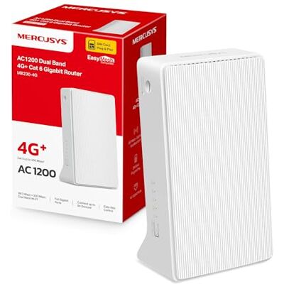 MERCUSYS TP-Link MB230-4G Router 4G+ Cat6 LTE, Wireless AC1200Mbps Dual-Band, WiFi Router with Sim, LAN/WAN Port, 4G Sim Modem, Without Configuration, External Antenna Ports MERCUSYS TP-Link MB230-4G Router 4G+ Cat6 LTE, Wireless AC1200Mbps Dual-Band, WiFi Router with Sim, LAN/WAN Port, 4G Sim Modem, Without Configuration, External Antenna Ports
