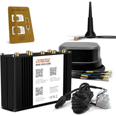 Selfsat MWR 5560 eSIM 5G Cat 20 Router WLAN fino a 3,4 Gbps con antenna SATCO 5G nera Selfsat MWR 5560 eSIM 5G Cat 20 Router WLAN fino a 3,4 Gbps con antenna SATCO 5G nera
