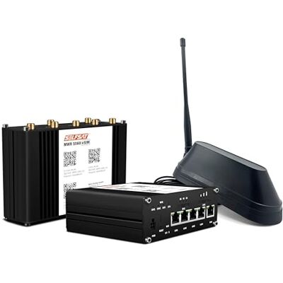 Selfsat MWR 5560 eSIM 5G Cat 20 Router WLAN fino a 3,4 Gbps, con antenna Shark 5G, colore: Nero Selfsat MWR 5560 eSIM 5G Cat 20 Router WLAN fino a 3,4 Gbps, con antenna Shark 5G, colore: Nero
