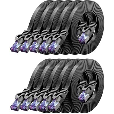 deleyCON 2m Cavo di rete Piatto CAT7 10 Gbit/s, 10 Pezzi Nero Cavo patch Ethernet RJ45 lungo e piatto, Gigabit LAN, per internet, switch, router, modem e pannello di permutazione deleyCON 2m Cavo di rete Piatto CAT7 10 Gbit/s, 10 Pezzi Nero Cavo patch Ethernet RJ45 lungo e piatto, Gigabit LAN, per internet, switch, router, modem e pannello di permutazione