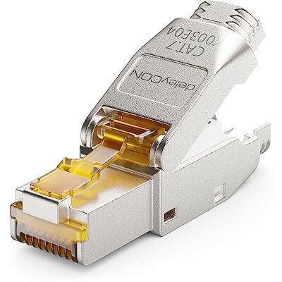 deleyCON 1 spina di rete CAT 7, RJ45, senza attrezzi, schermata, 10 Gbps, 600 MHz, cavo di installazione rigido, cavo grezzo, connettore RJ45 Ethernet LAN DSL deleyCON 1 spina di rete CAT 7, RJ45, senza attrezzi, schermata, 10 Gbps, 600 MHz, cavo di installazione rigido, cavo grezzo, connettore RJ45 Ethernet LAN DSL
