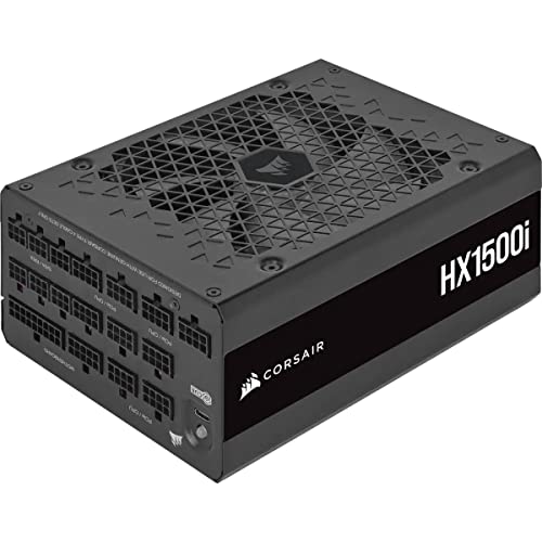 Corsair HX1500i Alimentatore ATX Interamente Modulare Ultra-Silenzioso (Tre Connettori EPS12V, Ventola con Cuscinetto Fluidodinamico, Efficienza Certificata 80 PLUS Platinum) Nero