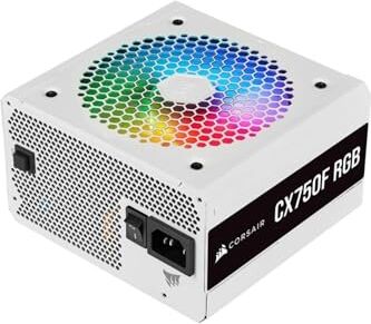 Corsair CX750F RGB Alimentatore ATX Interamente Modulare 80 Plus Bronze, 750 W, Ventola RGB da 120 mm, Condensatori a 105 °C, Bianco