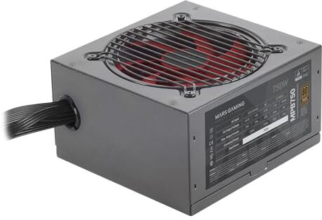 MARSGAMING Mars Gaming MPB750, Alimentatore per PC 750W ATX, 6 Anni di Garanzia, 80Plus Bronze 230V EU, 90% di Efficienza, Ventola FDB da 120mm con Tecnologia AI-RPM e Sistema Antivibrazioni, Nero