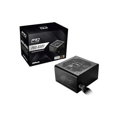 ASRock PRO-650B, 650W, ATX 3.1, 80 Plus Bronze, ventola da 120 mm, 100-240 V, 140 x 150 x 86 mm ASRock PRO-650B, 650W, ATX 3.1, 80 Plus Bronze, ventola da 120 mm, 100-240 V, 140 x 150 x 86 mm