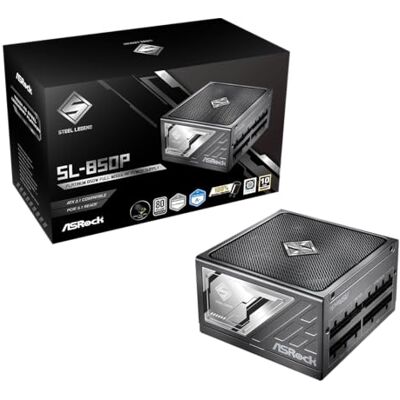 ASRock Steel Legend SL-850P PSU 850W 80Plus & Cybenetics Platinum Full Modular ATX3.1 & PCIe5.1 Ready with Dual Color 12V-2x6 Cable 10 Years Warranty ASRock Steel Legend SL-850P PSU 850W 80Plus & Cybenetics Platinum Full Modular ATX3.1 & PCIe5.1 Ready with Dual Color 12V-2x6 Cable 10 Years Warranty