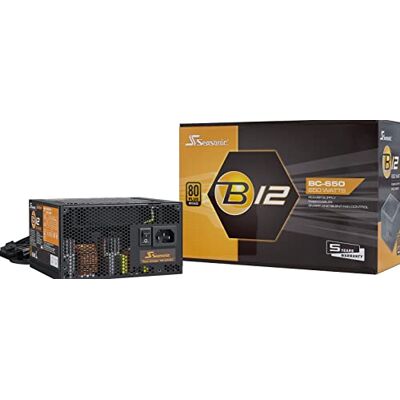 Seasonic B12 650W 80 PLUS Bronze Wired PSU, Single Rail, 54A +12V, Black, ATX PSU Seasonic B12 650W 80 PLUS Bronze Wired PSU, Single Rail, 54A +12V, Black, ATX PSU