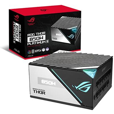 Asus ROG THOR 850W Platinum, Alimentatore con display OLED, Dissipatori di calore ROG, 80 PLUS Platinum, Cavi modulari, PCIe Gen 5.0, Ventola Wing-blade, Tecnologia 0dB, Aura Sync Asus ROG THOR 850W Platinum, Alimentatore con display OLED, Dissipatori di calore ROG, 80 PLUS Platinum, Cavi modulari, PCIe Gen 5.0, Ventola Wing-blade, Tecnologia 0dB, Aura Sync
