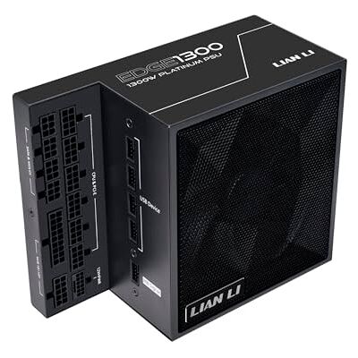 Lian-Li Edge Series Alimentatore modulare completo da 1300 W, 80 PLUS Platinum-ATX 3.0, 3.1-PCIE 5.1, design a forma di L per case a doppia camera, ventola FDB da 120 mm, supporta fino a 4 Lian-Li Edge Series Alimentatore modulare completo da 1300 W, 80 PLUS Platinum-ATX 3.0, 3.1-PCIE 5.1, design a forma di L per case a doppia camera, ventola FDB da 120 mm, supporta fino a 4