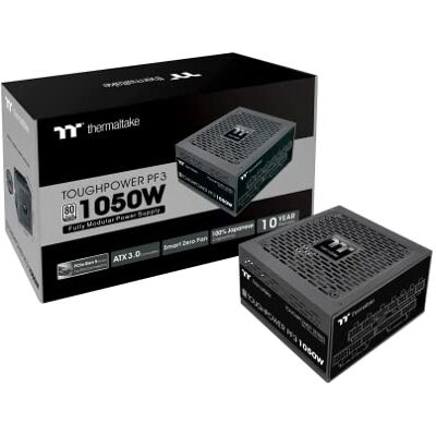 Thermaltake Toughpower PF3 1050W Gen 5 ATX 3.0 PCIe Gen 5 ready Smart Zero Fan 80 Plus Platinum Fully Modular Thermaltake Toughpower PF3 1050W Gen 5 ATX 3.0 PCIe Gen 5 ready Smart Zero Fan 80 Plus Platinum Fully Modular