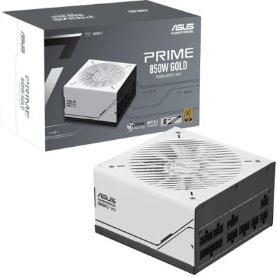 Asus Prime 850W Gold, Alimentatore Modulare per PC, 850W di Potenza, PCle Gen 5.0, 80 Plus Gold, Standard ATX 3.0, Ventola con Doppio Cuscinetto a Sfera, Bianco, PRIME-850W-GOLD Asus Prime 850W Gold, Alimentatore Modulare per PC, 850W di Potenza, PCle Gen 5.0, 80 Plus Gold, Standard ATX 3.0, Ventola con Doppio Cuscinetto a Sfera, Bianco, PRIME-850W-GOLD
