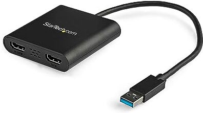 StarTech.com Adattatore USB 3.0 a doppio HDMI, Scheda video e grafica esterna per notebook, Adattatore USB Type-A a HDMI per monitor 4K 30Hz o doppio display HDMI 1080p, Solo Windows, Nero (USB32HD2)