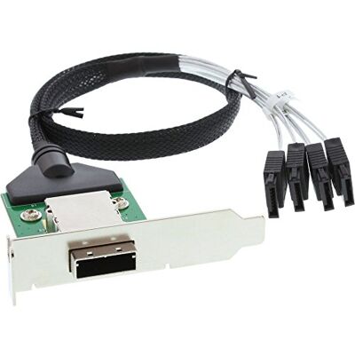 InLine 21919 Adattatore su Staffa PCI da 26 Pin Mini SAS Esterno a 4X SATA Interne su Cavo da 0.5 m, Nero InLine 21919 Adattatore su Staffa PCI da 26 Pin Mini SAS Esterno a 4X SATA Interne su Cavo da 0.5 m, Nero