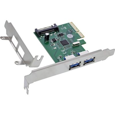 InLine Scheda di interfaccia 2 x USB-A 3.2 Gen. 2 10 Gb/s PCIe x4 SATA Power Low Profile Plug & Play Hot Plug per PC Desktop PC, 7666N InLine Scheda di interfaccia 2 x USB-A 3.2 Gen. 2 10 Gb/s PCIe x4 SATA Power Low Profile Plug & Play Hot Plug per PC Desktop PC, 7666N