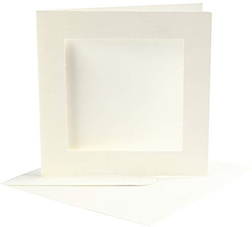 Biglietti con passepartout di forma quadrata, 12,5 x 12,5 cm, 10 pz, colore: Bianco grezzo