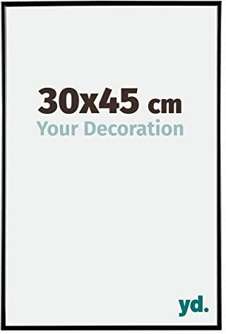 yd. Your Decoration Cornici Portafoto 3x45 cm Cornice Decorativa Parete in Plastica con Vetro in Plexiglas Antiriflesso Ottima Qualità Nero Lucente Evry