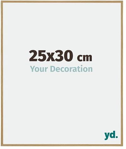 yd. Your Decoration Cornice portafoto in plastica con vetro acrilico, 25 x 3 cm, di ottima qualità, in legno di faggio chiaro, con lastra in vetro resistente ai raggi UV, antiriflesso