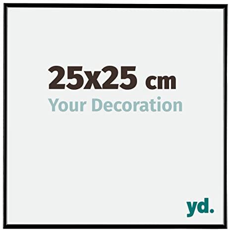 yd. Your Decoration Cornici Portafoto 25x25 cm Cornice Decorativa Parete in Plastica con Vetro in Plexiglas Antiriflesso Ottima Qualità Nero Lucente Evry