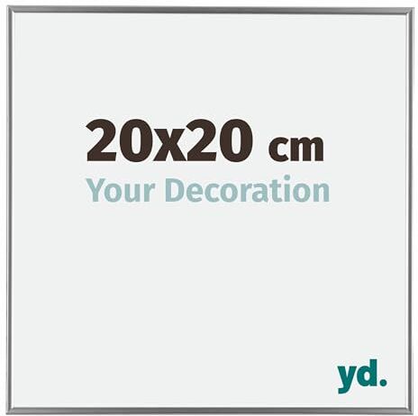 yd. Your Decoration Cornici Portafoto 2x2 cm Cornice Decorativa Parete in Plastica con Vetro in Plexiglas Antiriflesso Ottima Qualità Argento Lucente Evry