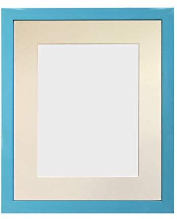 FRAMES BY POST Cornice portafoto Blu con passepartout Avorio, Dimensioni: 20 x 16 cm, Formato A3, in plastica