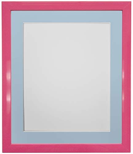 FRAMES BY POST Cornice per foto rosa da 0,75 pollici con supporto blu 9 x 7 dimensioni immagine 7 x 5 pollici vetro di plastica