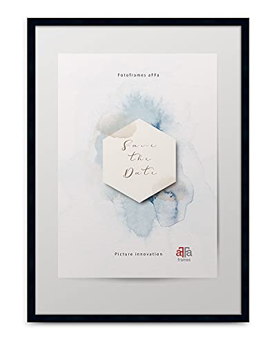 aFFa frames , Hekla, cornice portafoto in MDF, facile da pulire, rettangolare, con vetro acrilico, colore nero, A3, 29,7 x 42 cm