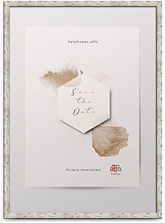 aFFa frames , Hekla, cornice portafoto in MDF, facile da pulire, rettangolare, con vetro acrilico, in pino sbiancato, 50 x 70 cm