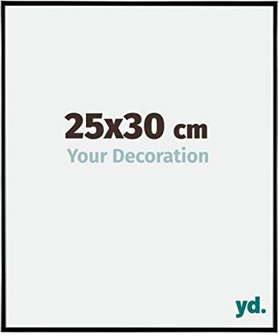 yd. Your Decoration Cornici Portafoto 25x3 cm Cornice Decorativa Parete in Plastica con Vetro in Plexiglas Antiriflesso Ottima Qualità Nero Lucente Evry