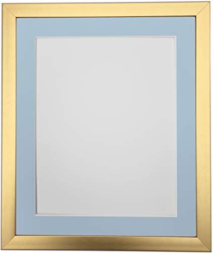 FRAMES BY POST Cornice portafoto Dorata con passepartout Blu, 35 x 28 cm, Formato A4, in plastica