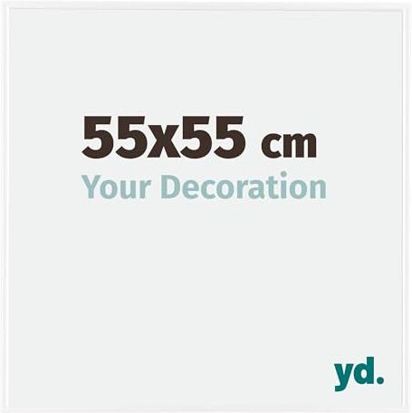 yd. Your Decoration Cornici Portafoto 55x55 cm Cornice Decorativa Parete in Plastica con Vetro in Plexiglas Antiriflesso Ottima Qualità Bianco Lucente Evry