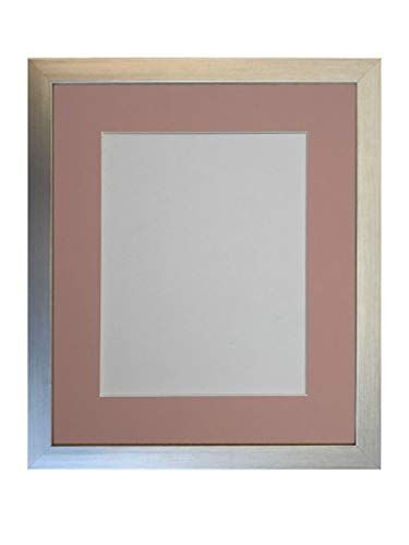 FRAMES BY POST Cornice portafoto Argentata da 0,75 Pollici, con passepartout Rosa, Dimensioni: 20 x 16 cm, 20 x 16 Image Size 16 x 12 inch