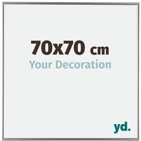 yd. Your Decoration Cornici Portafoto 7x7 cm Cornice Decorativa Parete in Plastica con Vetro in Plexiglas Antiriflesso Ottima Qualità Argento Lucente Evry