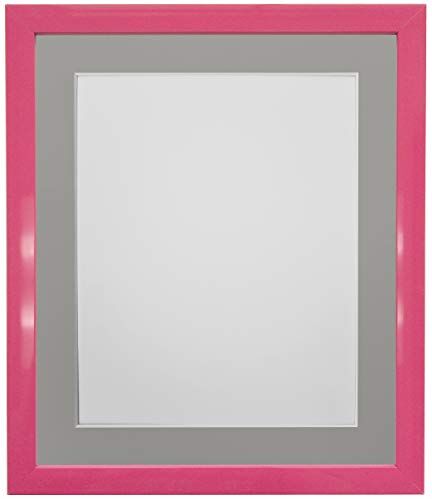 FRAMES BY POST Cornice per Foto da 0,75 cm, Colore Rosa con passepartout, Dimensioni: 14 x 8 cm, in Vetro di plastica, Montatura Grigio Scuro, 14 x 8 Image Size 10 x 4 inch