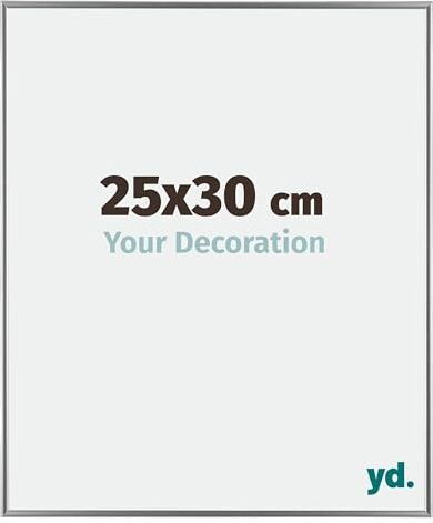 yd. Your Decoration Cornici Portafoto 25x3 cm Cornice Decorativa Parete in Plastica con Vetro in Plexiglas Antiriflesso Ottima Qualità Argento Lucente Evry