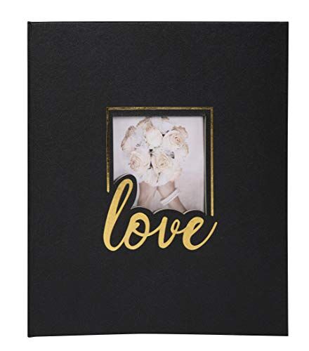Exacompta Love, 1 Album Libro Fotografico 29x32cm Per 300 Foto, 60 Pagine Nere Con Divisori In Pergamena, Copertina In Cartoncino Con Riquadro Dorato, Nero