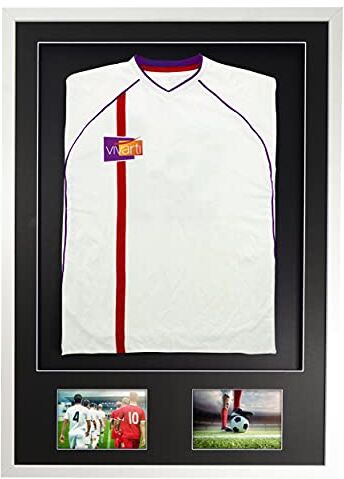 Vivarti fai da Solo Adulto 3D Montato Doppia Apertura Sport Camicia Display Telaio 61 x 91.5cm Telaio Bianco, Monte Nero, Nero Backing Card