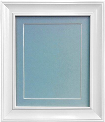 FRAMES BY POST Scandi Cornice portafoto vintage bianca con supporto blu e bordo di supporto, 16 x 12 per foto dimensioni 30,5 x 20,3 cm